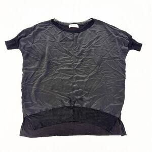 Bailey 44 Black Crew Neck Short Sleeve Top Sheer Trim Size M